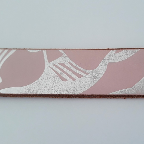 80s Armani Exchange silver printed pink leather belt S main image 5